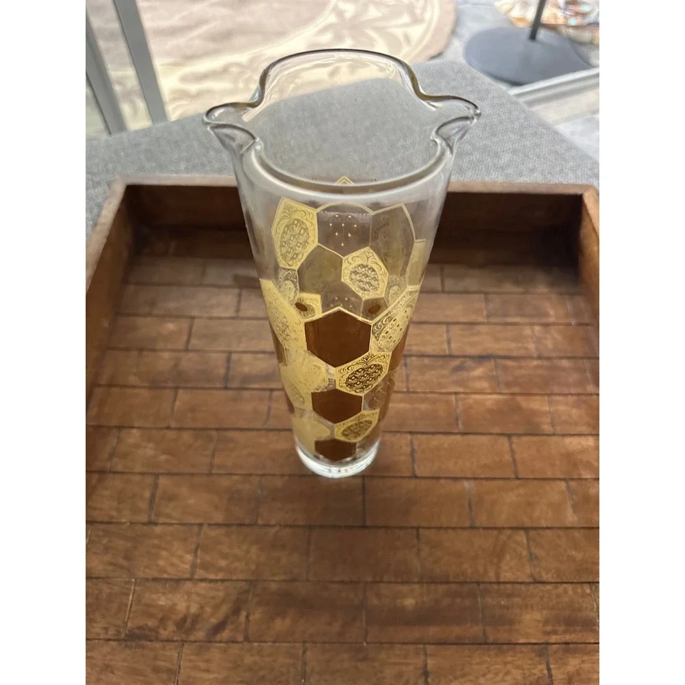 Cera Ned Harris Glass 22k MCM Cocktail Pitcher Vintage Retro EUC‎